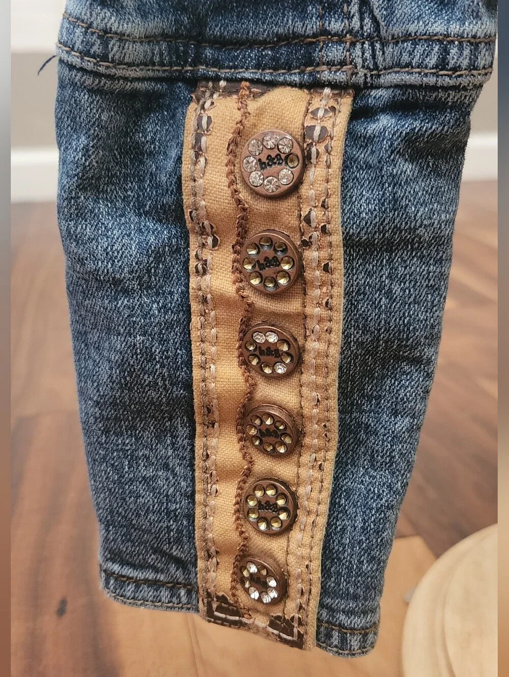 Vintage H&G Girls Western Embellished Denim Jacket Size S